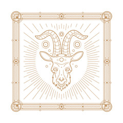 Capricorn zodiac sign and astrology symbol, element. Modern outline vector illustration. White background