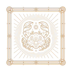 Cancer zodiac sign and astrology symbol, element. Modern outline vector illustration. White background