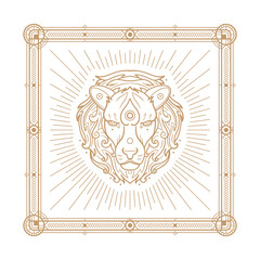 Leo zodiac sign and astrology symbol, element. Modern outline vector illustration. White background