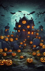 halloween background with pumpkins