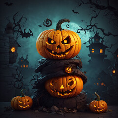 halloween background with pumpkins