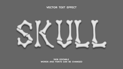 bone skull editable 3d text effect - obrazy, fototapety, plakaty