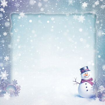 christmas background with snowman