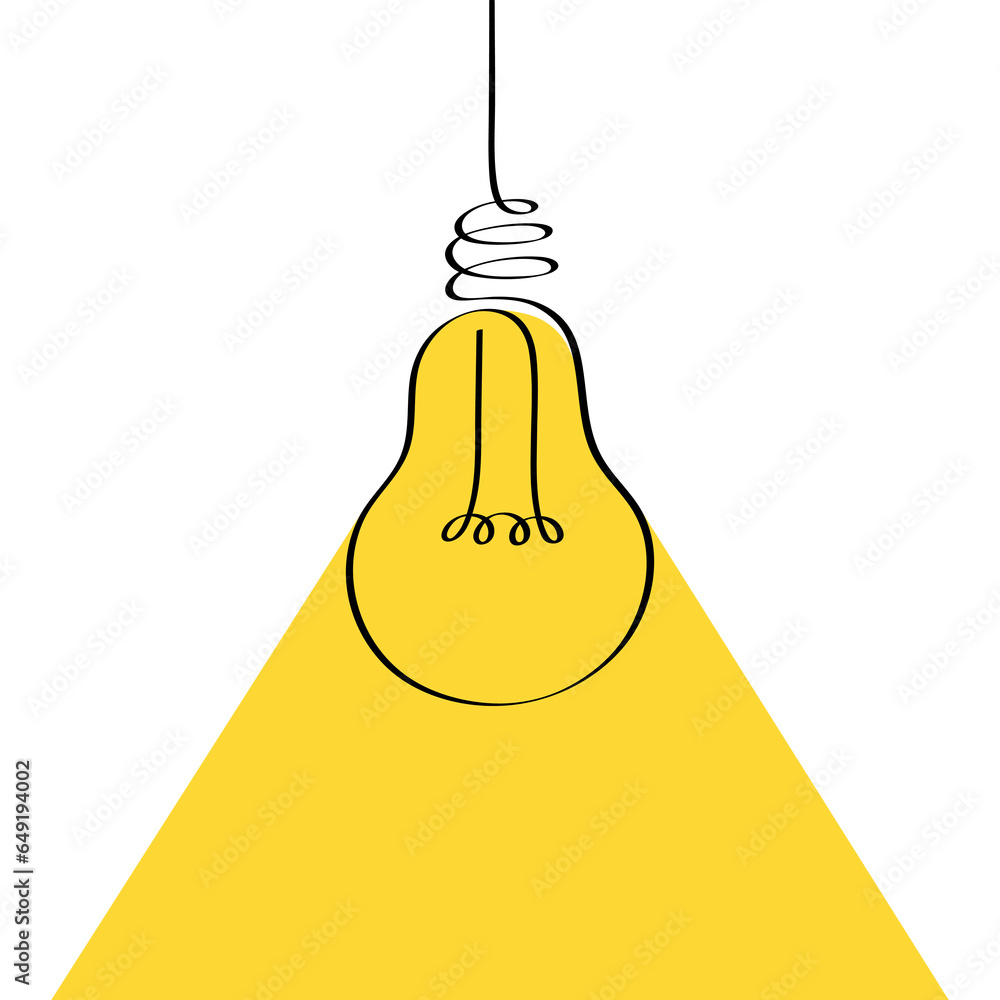 Poster continuous smooth line drawing of light bulb. linear light bulb drawn by hand. concept of idea, crea