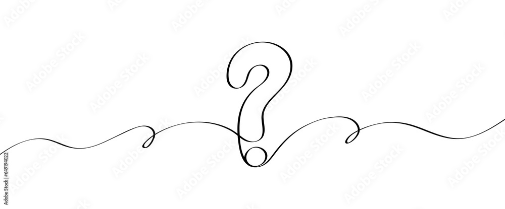 Aufkleber continuous smooth line drawing of question mark. linear question mark drawn by hand. doodle vector g