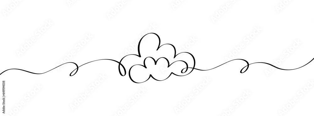 Poster continuous smooth line drawing of cloud. linear cloud drawn by hand. doodle vector graphic design