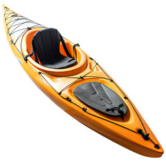 Yellow crossover kayak isolated on transparent with a clipping path - obrazy, fototapety, plakaty