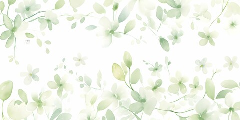 Watercolor floral seamless pattern on white background. Spring blossom illustration. Pastel colors.