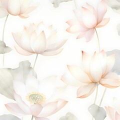 Seamless pattern with lotus flowers. Romantic design for natural cosmetics, perfume, women products. Can be used as greeting card or wedding background.