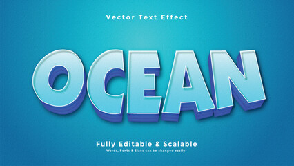 Ocean 3d text effect editable vector