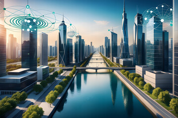 A network of smart cities connected, enhancing sustainability and quality of life