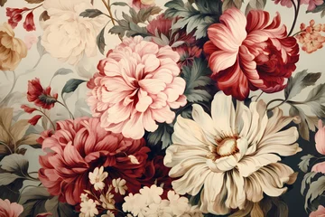 Foto auf Acrylglas beautiful fantasy vintage wallpaper botanical flower bunch,vintage motif for floral print digital background  © Lan.Camera