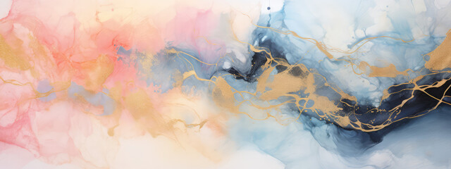 Fototapeta premium Dynamic Complementary Color Abstract Art: Swirling Liquid Textures