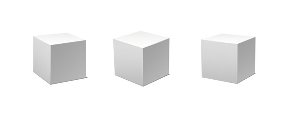 Vector icon. White cubes in different side views.