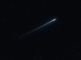 Meteor trail in the sky. Falling star. A bright meteorite burns up in the Earth's atmosphere.