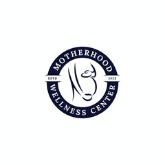 modern iconic motherhood wellness center and pregnancy therapy logo design for postpartum and medical prenatal business with outline line art styles.