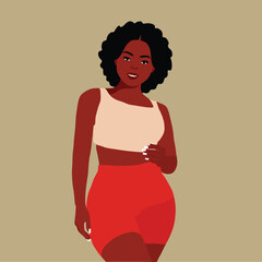 Stylish afro black woman in elegant art style vector