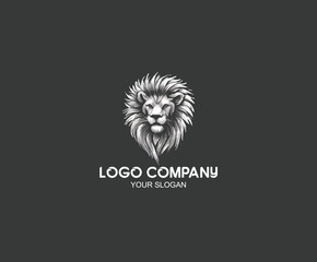 Lion head shield logo icon. Royal gold crown badge symbol. Premium king animal sign. Vector illustration.

