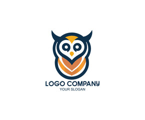 Unique owl logo with minimalist shapes and colors
