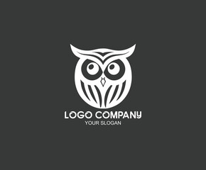 Unique owl logo with minimalist shapes 
