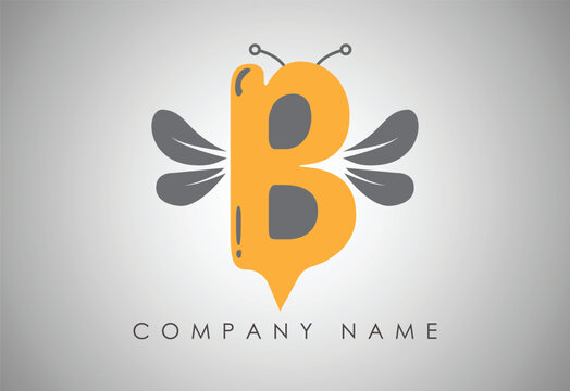  B Letter Bee logo template premium logo  design..