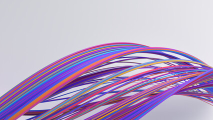 Abstract 3d render, background design with colorful curved lines