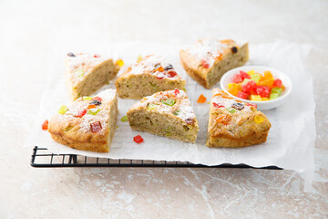 Homemade cake with candied fruits