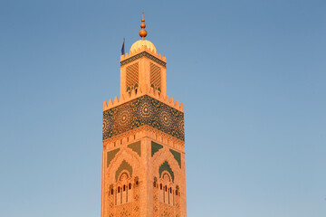 Obraz premium Hassan II mosque minaret, Casablance, Morocco.