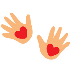 Fototapeta premium Baby hands with heart, vector art illustarion.