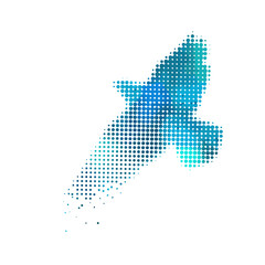 Abstract blue bird made of blue dots. Vector illustration