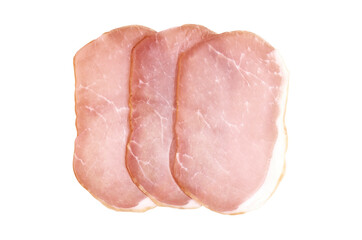 Sliced ham on white background