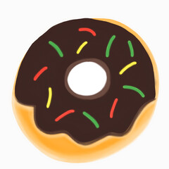 chocolate donut with sprinkles isolated
