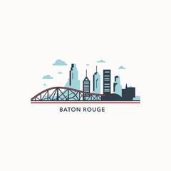 USA United States of America Baton Rouge city modern landscape skyline logo. Panorama vector flat US Louisiana state icon with abstract shapes of landmarks, skyscraper, panorama, buildings