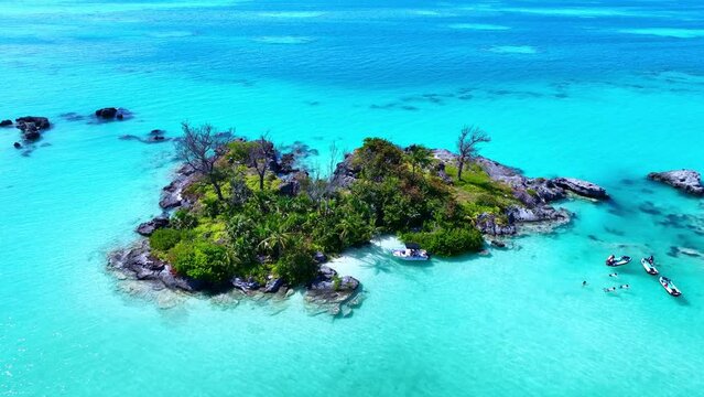 Paradise island in the blue ocean