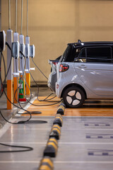 EV charging an electric car.Power supply for electric car charging. Socket for electric car battery...