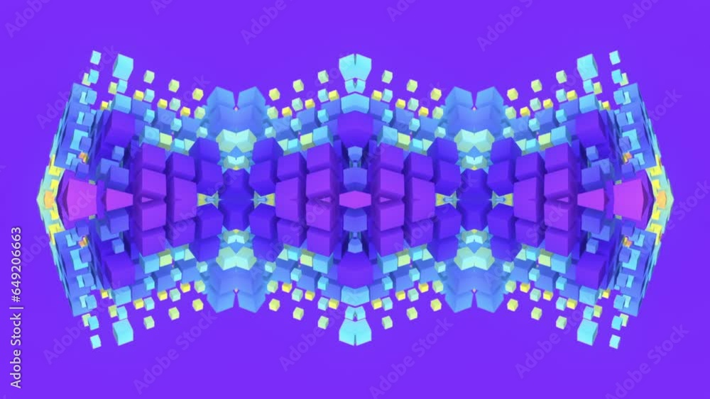 Aufkleber Abstract infinite seamless loop animation of colored crystalline rectangular blocks. Geometric abstract art digital background. 3d rendering. HD resolution