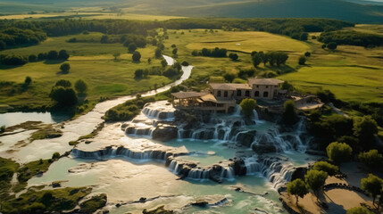 Toscane Italy natural spa with waterfalls 