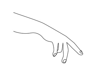 human hand showing with index finger pointing one line art design
