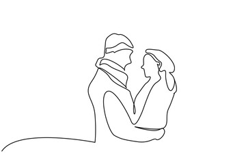 couple in love happy walk hug relationship outdoor outside line art design