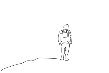 person human hike trekking backpacker lifestyle outdoor line art design