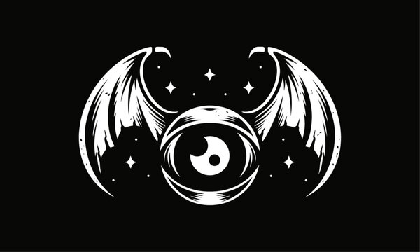 Floating Eye Monster Spooky Vector Art