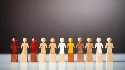 Fotobehang Affirmative action encompasses policies such as diversity inclusion, equal opportunity, and quota systems for minority groups,  wooden of people holding hand. © Moon Story