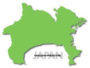 神奈川県の地図 影付き 日本