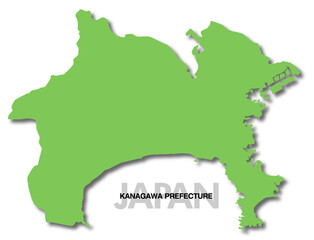 Fototapeta premium 神奈川県の地図 影付き 日本