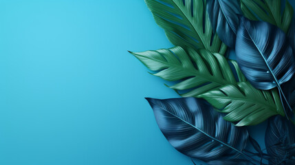 Tropical leaves foliage plant in blue color