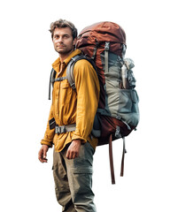 Solo Traveler with a Backpack, travel, adventure, wanderlust, explorer, png, transparent background - obrazy, fototapety, plakaty