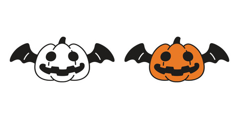 pumpkin Halloween icon bat vampire dracula spooky ghost vector logo symbol cartoon character illustration doodle design clip art