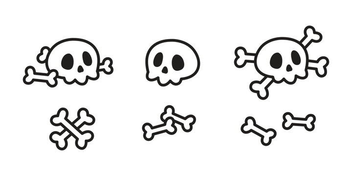 skull crossbones icon Halloween vector pirate ghost spooky dog logo symbol cartoon character doodle illustration design clip art