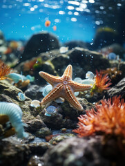 StarFish in its Natural Habitat, Wildlife Photography, Generative AI