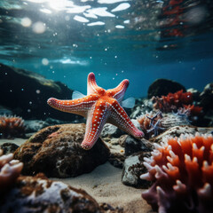 StarFish in its Natural Habitat, Wildlife Photography, Generative AI